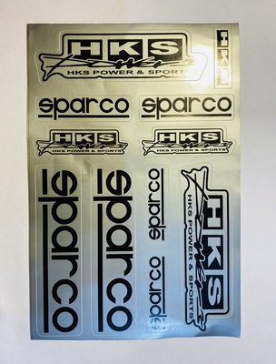 Наклейка, логотип Sparco серебро\черный. 12шт. 15х21см.