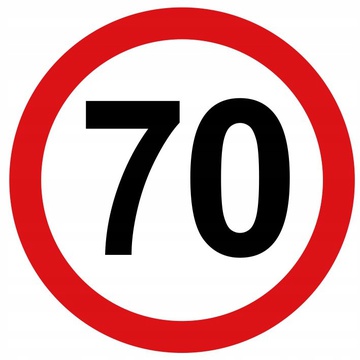 Наклейка круг, ограничение скорости "70".