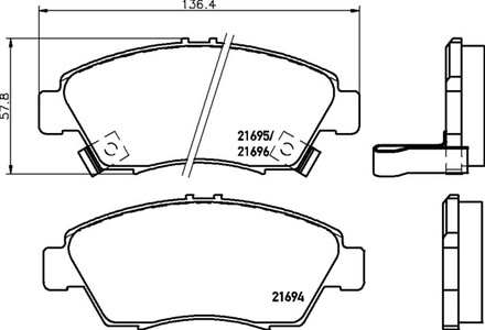 Тормозные колодки PF-8264 AN-376 Honda City, Civic, CR-X, Integra.