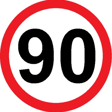 Наклейка круг, ограничение скорости "90".