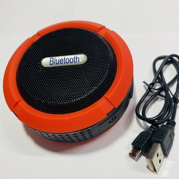 Колонка Bluetooth, диск D9см., влагозащищёный, с присоской и карабином, красный.