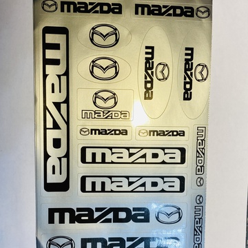 Наклейка, логотип Mazda серебро\черный. 12шт. 15х21см.
