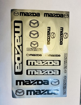 Наклейка, логотип Mazda серебро\черный. 12шт. 15х21см.