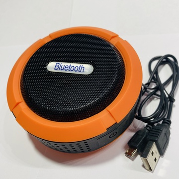 Колонка Bluetooth, диск D9см., влагозащищёный, с присоской и карабином, оранж.