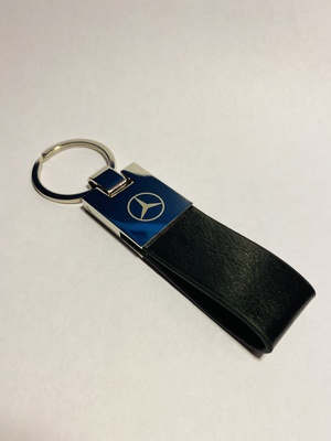 Брелок, черная кожа, логотип Mercedes-Benz